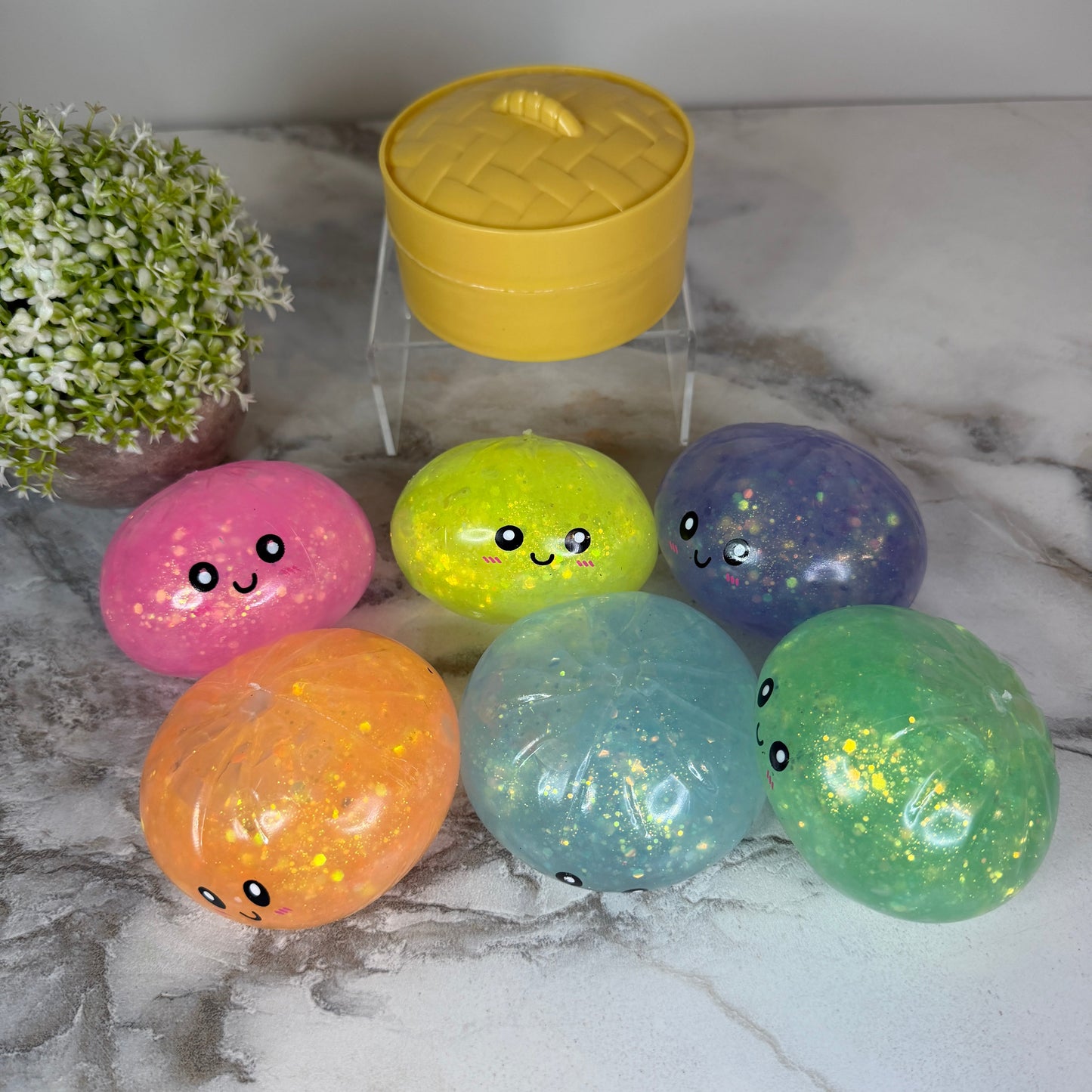 Squishy Toy - Viral Dumpling, Quick Squeeze Glitter - Purple