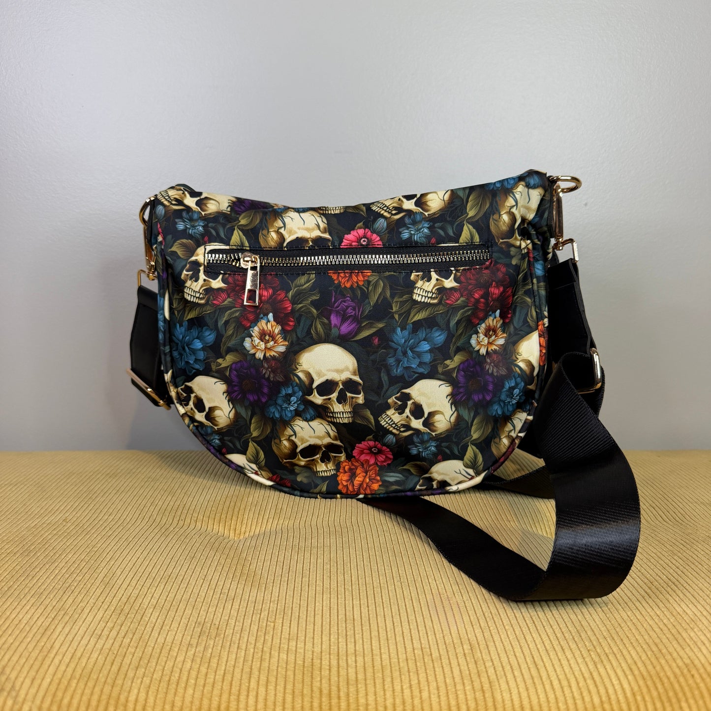 The Roni Nylon Crossbody - Halloween Fall Skull Floral