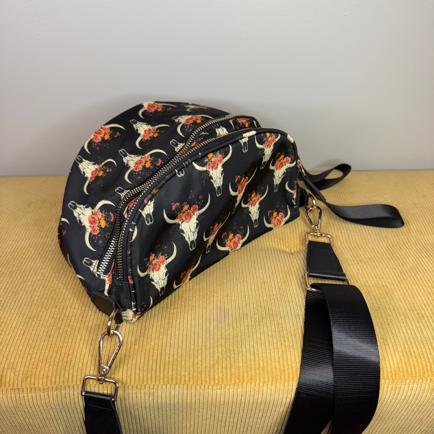 The Roni Nylon Crossbody - Bull Skull Floral