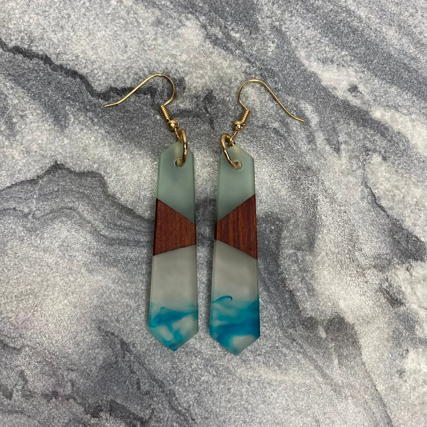 Dangle Earring - Wood & Sea Glass