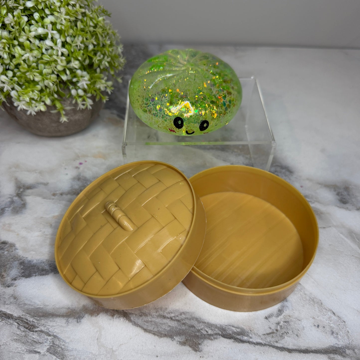Squishy Toy - Viral Dumpling, Slow Rise Glitter - Green