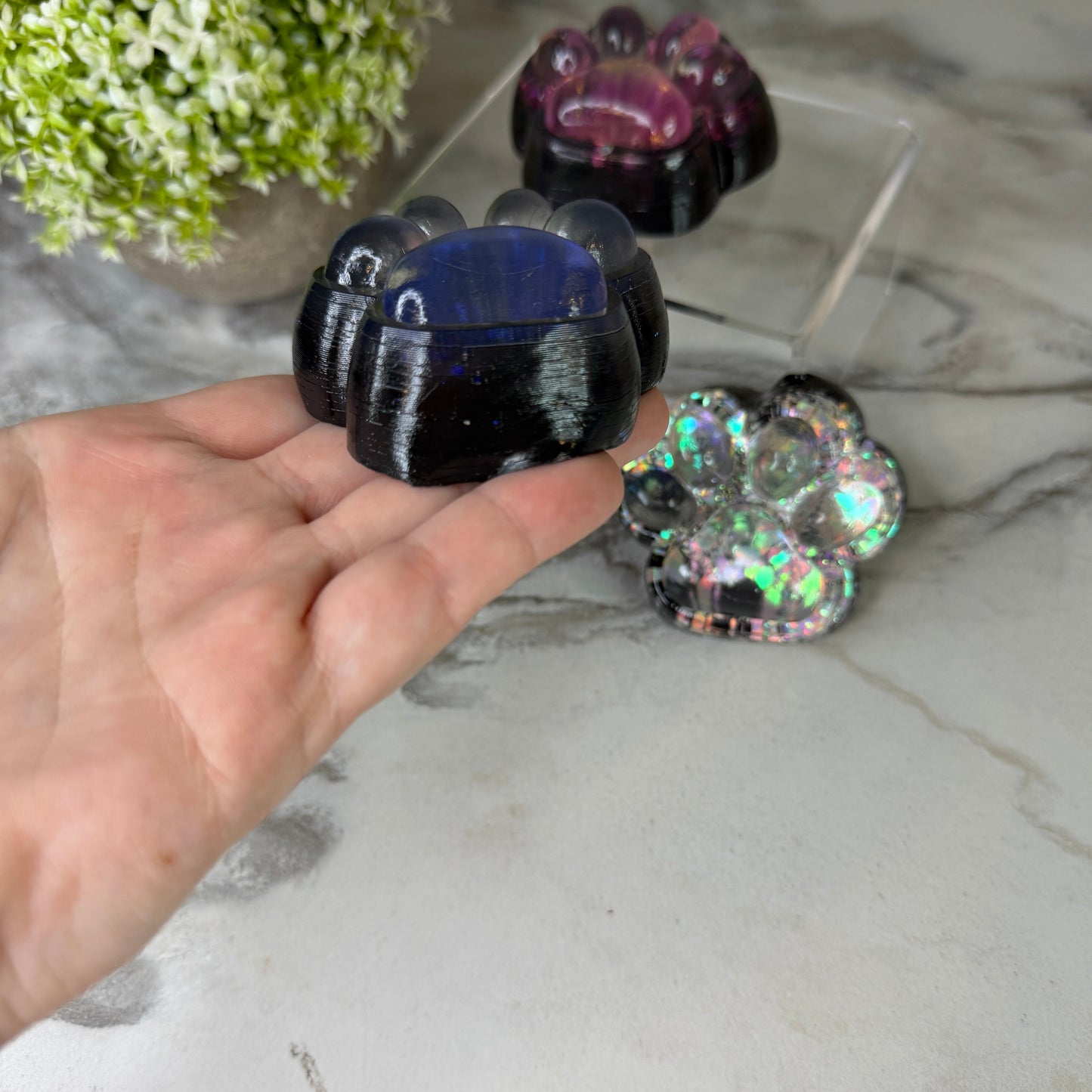 Squishy Toy - Paw Print, Galaxy Glitter