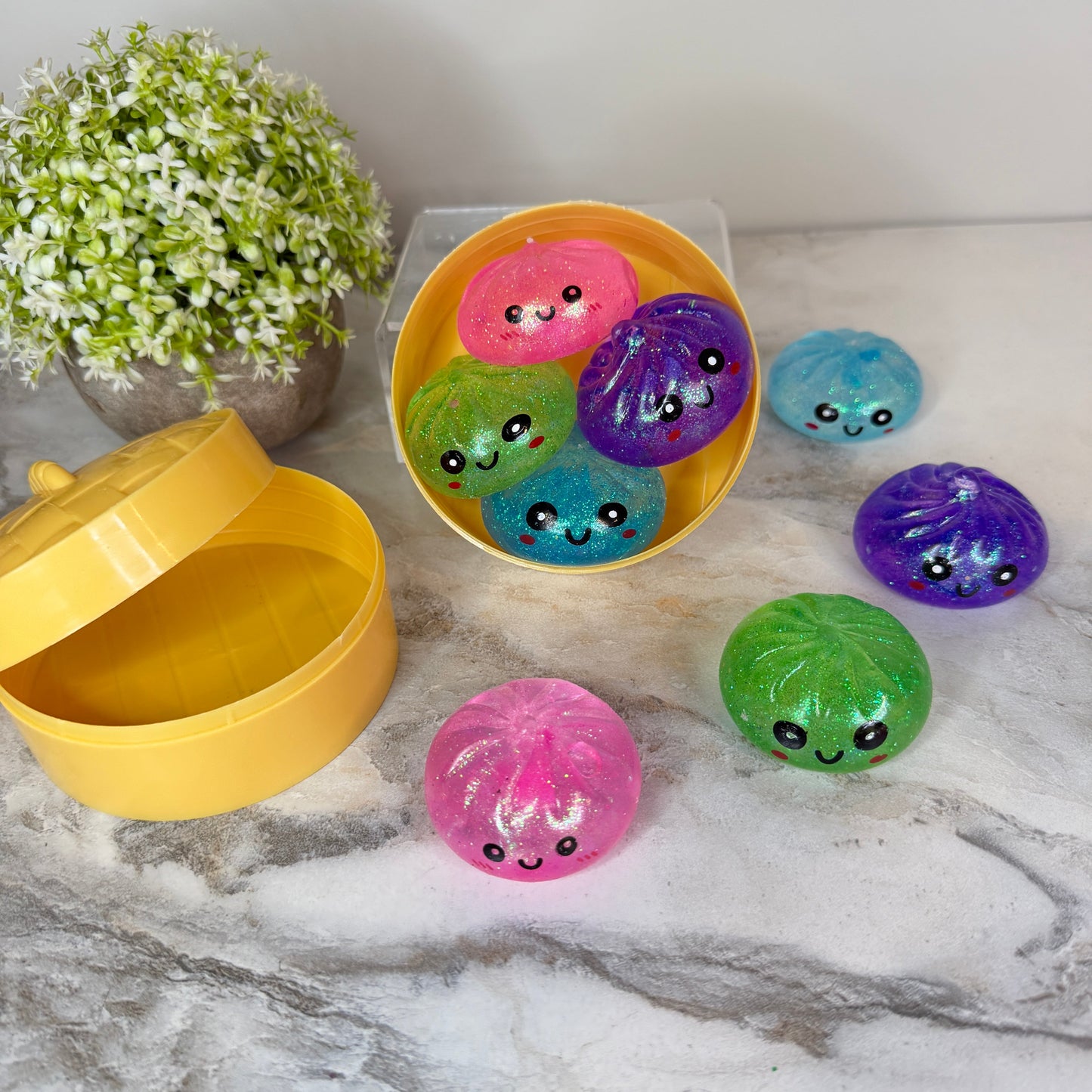 Squishy Toy - Mini Dumpling, Slow Rise Glitter - 4 PACK!