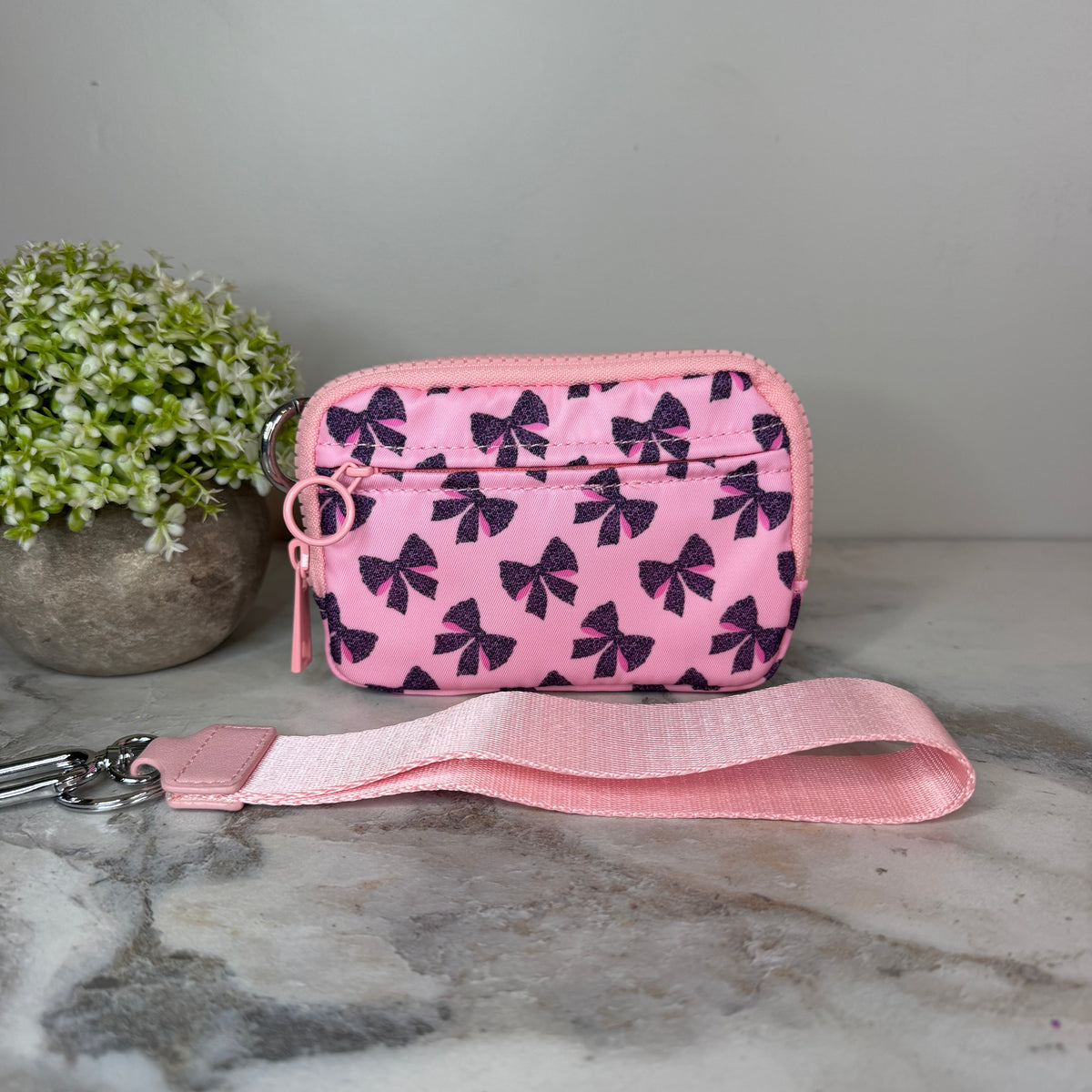 Rue - Nylon Wristlet Wallet - Pink Animal Bow