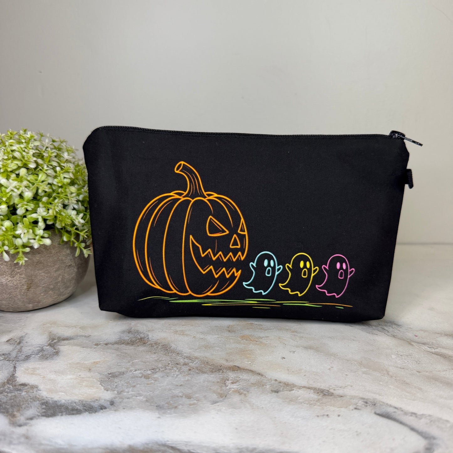 Pouch - Halloween Fall - Pumpkin Chasing Ghost Outline
