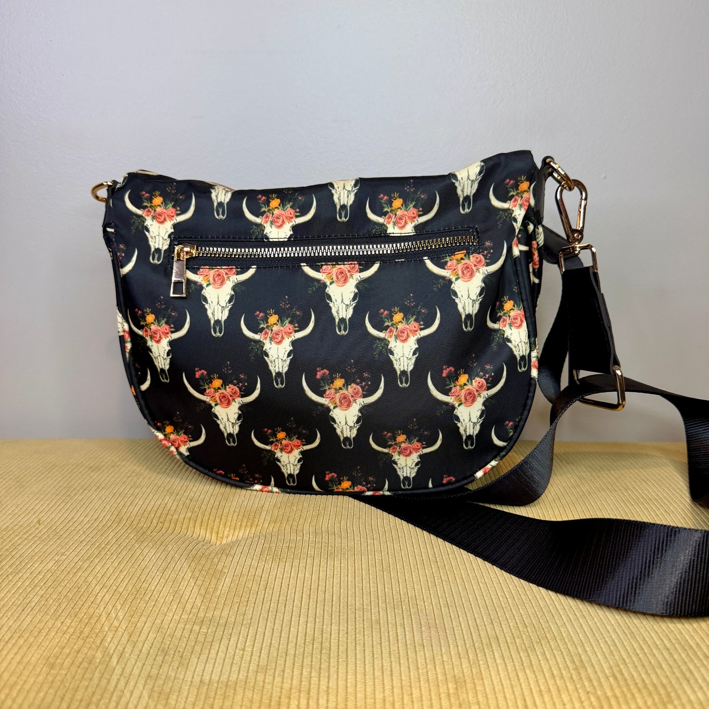 The Roni Nylon Crossbody - Bull Skull Floral