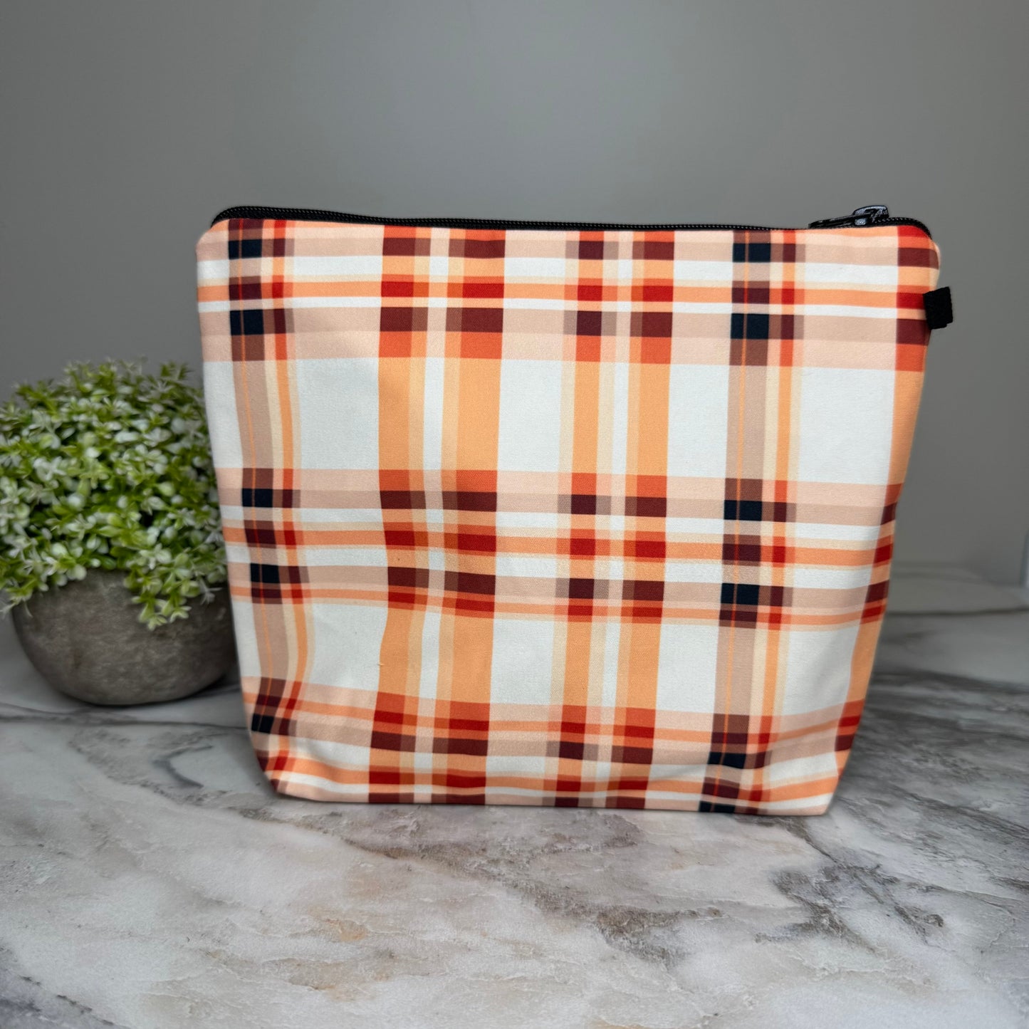 Pouch XL - Plaid Orange, Lighter