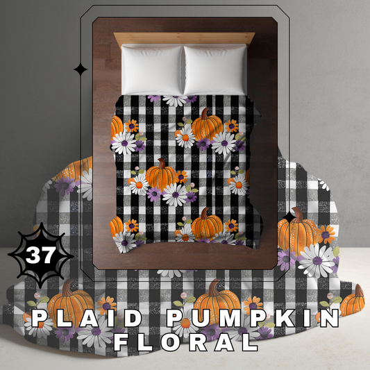 Blanket Halloween #37 - Plaid Pumpkin Floral - PREORDER