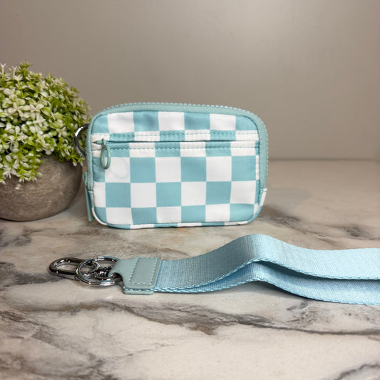 Rue - Nylon Wristlet Wallet - Aqua Check
