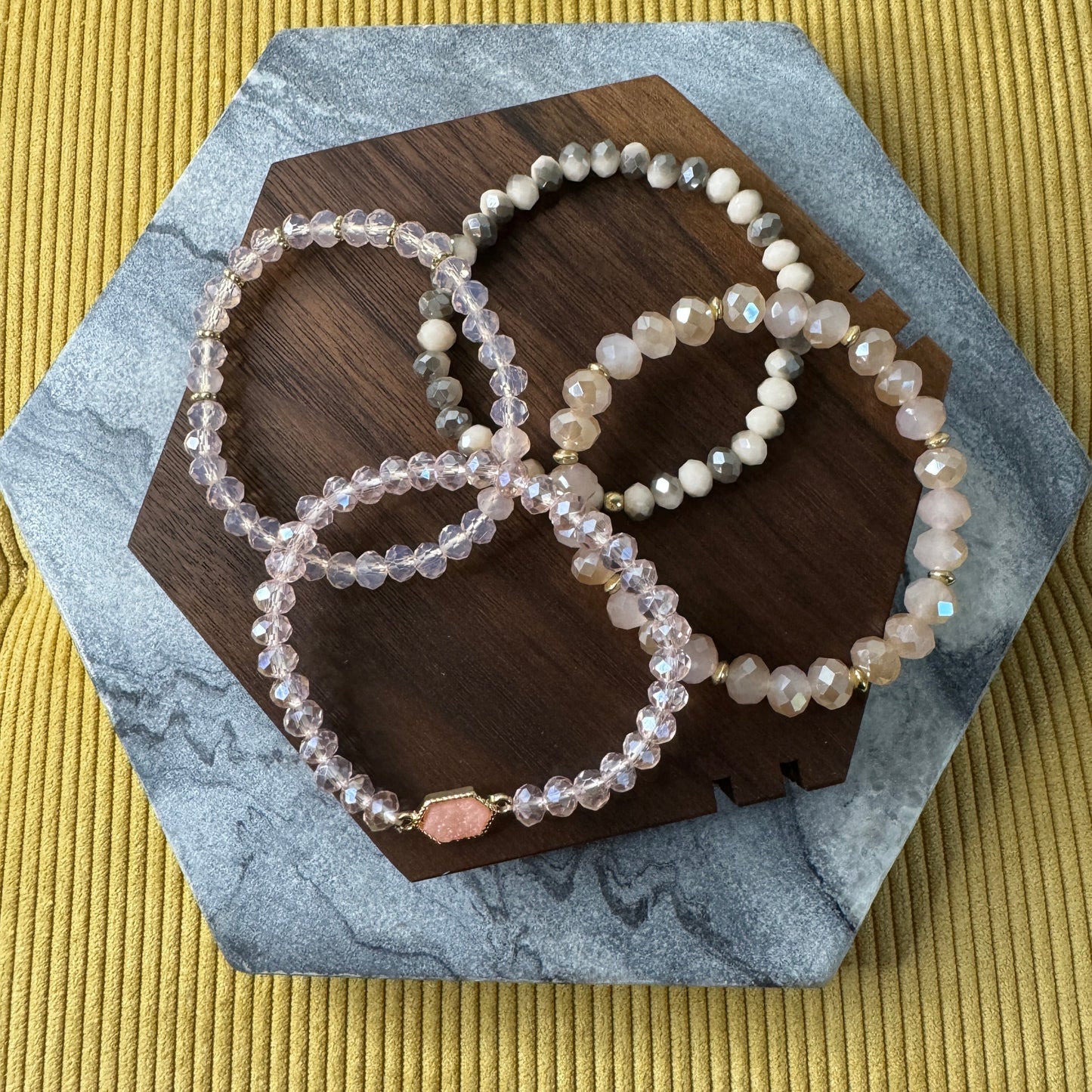 Bracelet Pack - Druzy Bead - Light Pink