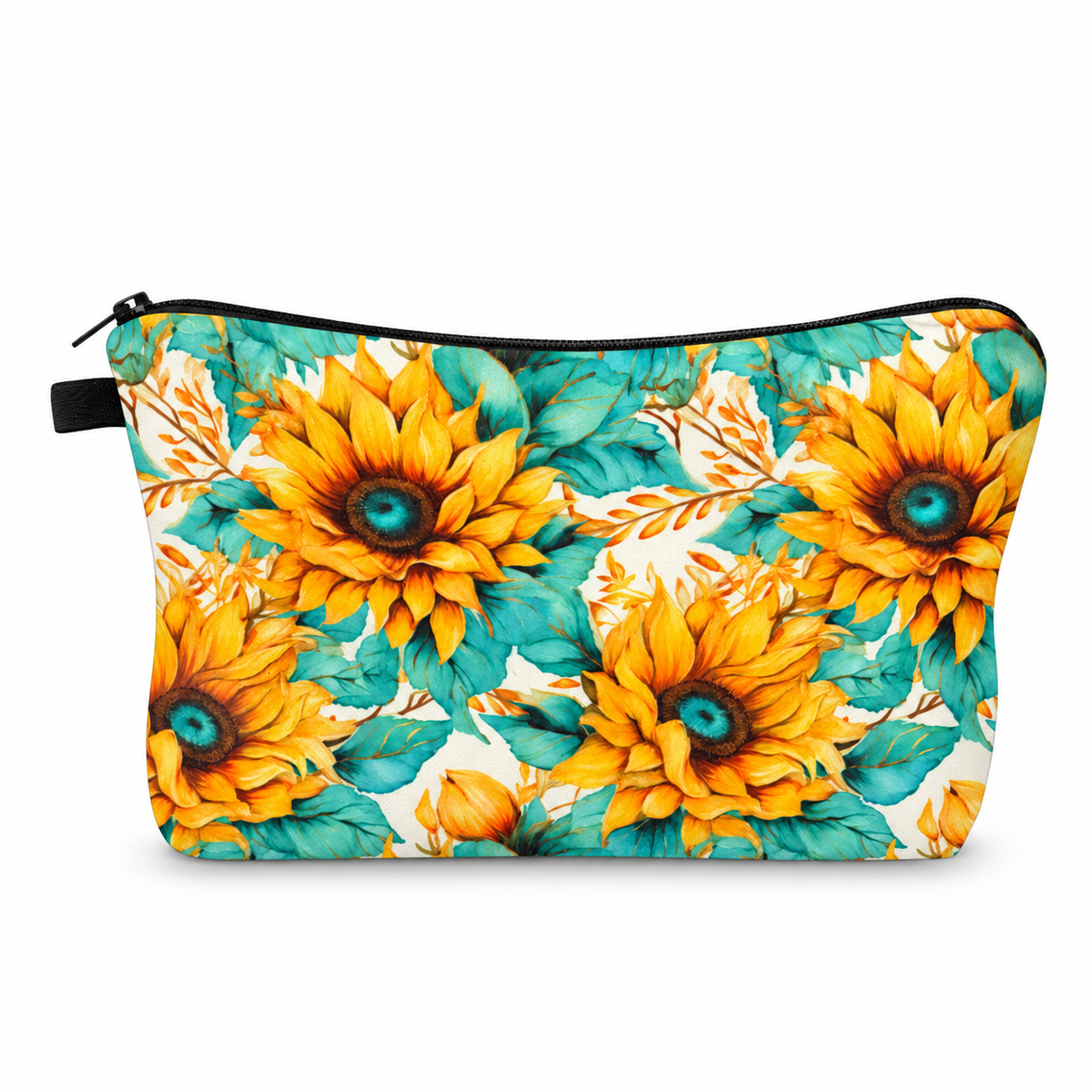 Pouch - Sunflower Floral Teal White