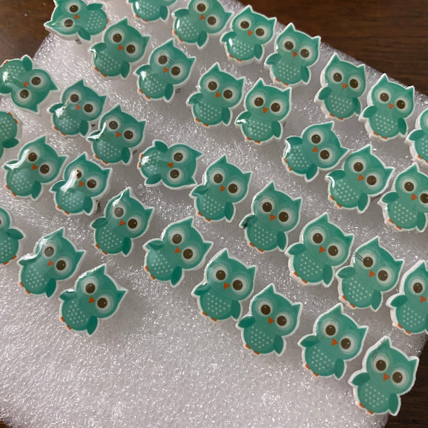 Acrylic Stud Earrings - Mint Owl